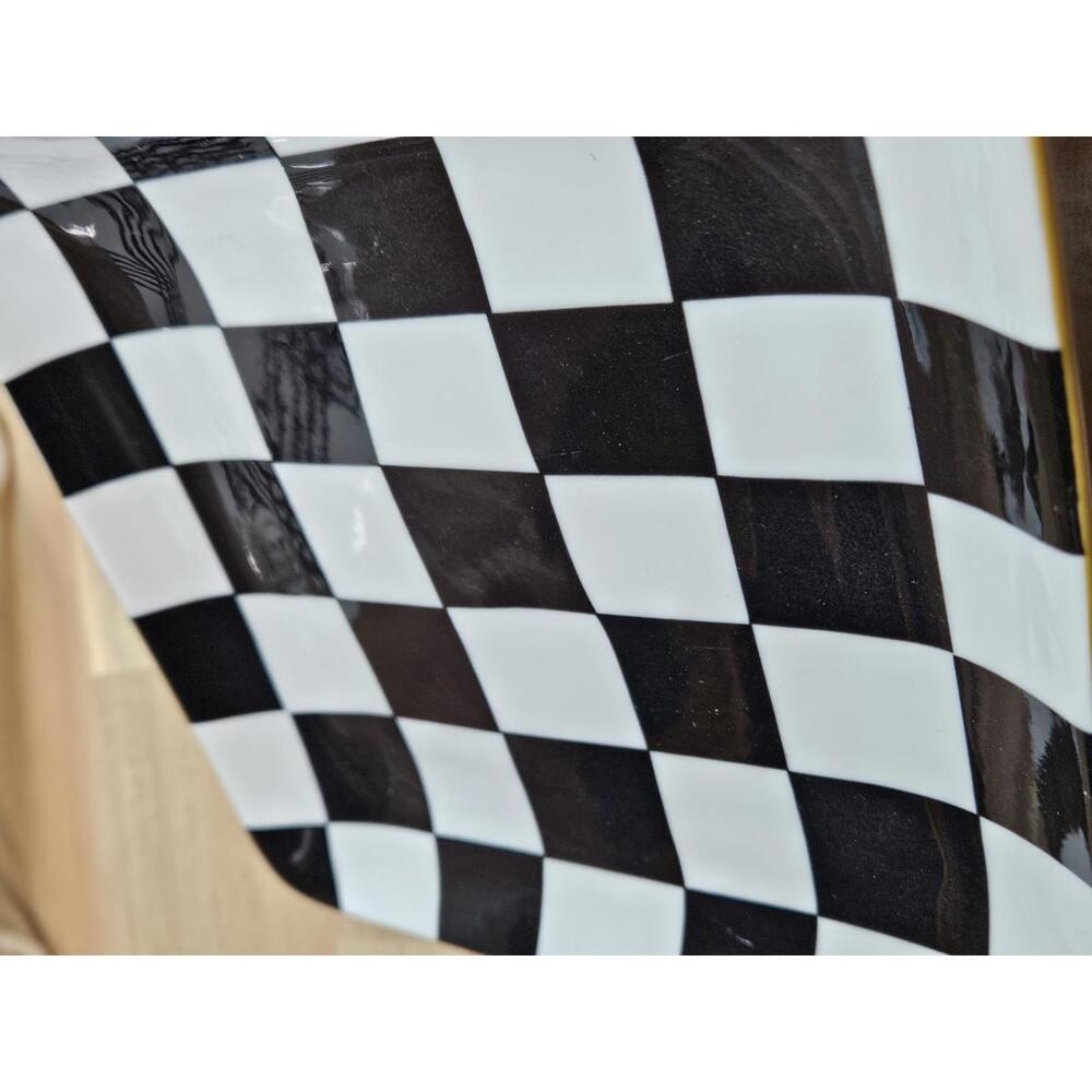 ​Set of 2 Over and Back Stoneware Plates Black & White Checkered and Plaid 6.5" - Picture 11 of 11